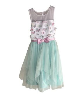 Jona Michelle Pink and Light Blue Butterfly Tulle Party Dress